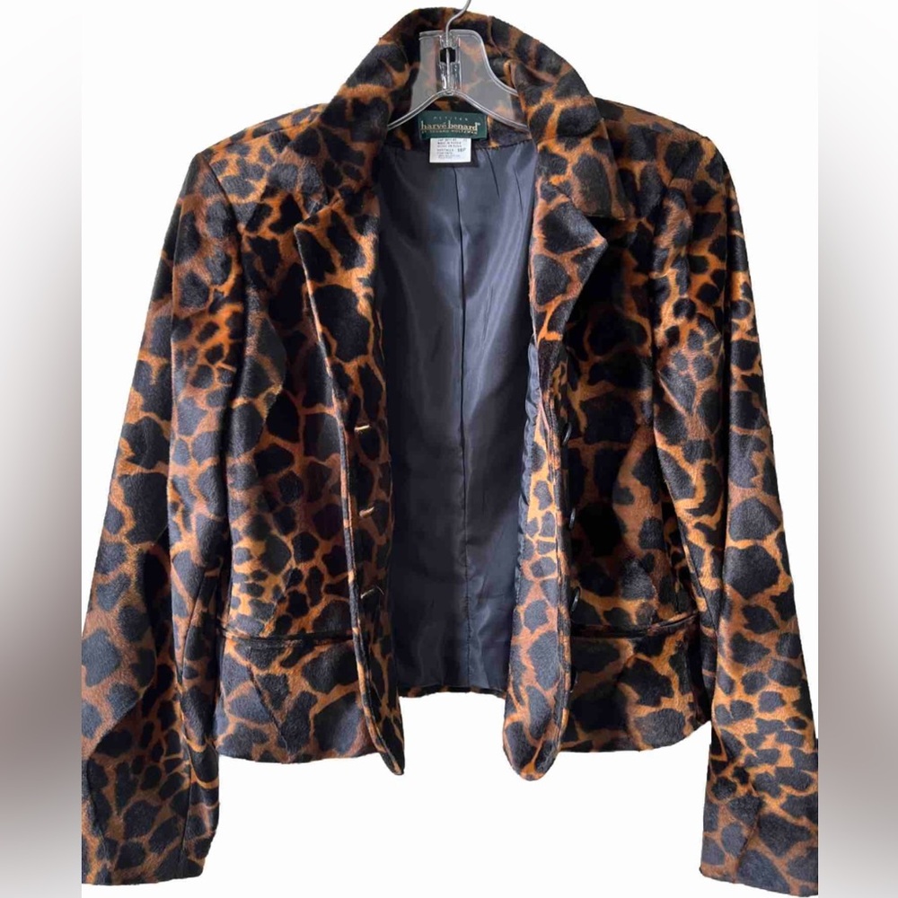 Harvé Benard By Benard Holtzman Leopard Print Faux Fur Jacket Lined 10P